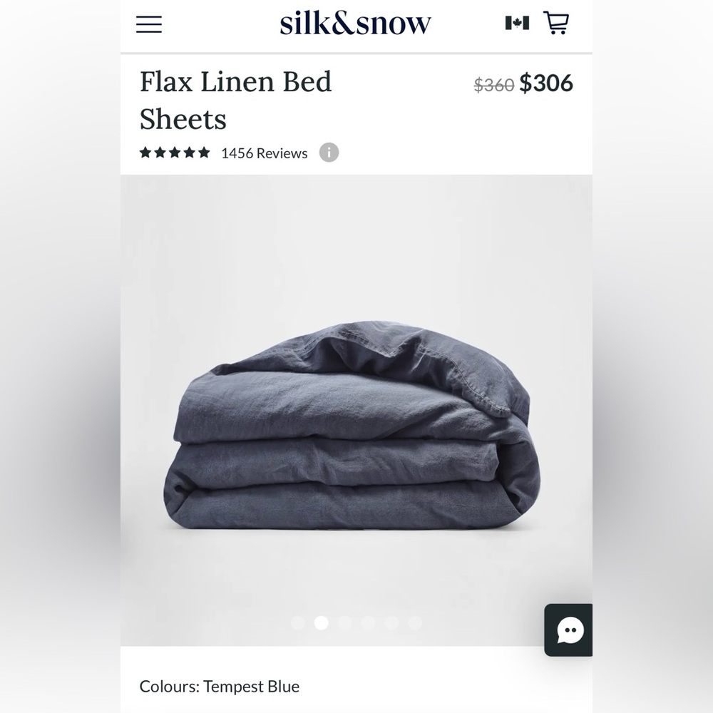 $345.78 Silk&Snow New! 100% Flax Linen Duvet Cover in King, Tempest Blue